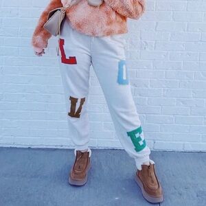 Aerie Valentines Every Day Cozy Love Patchwork Jogger Sweatpants